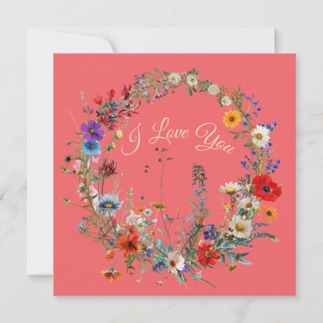 Ensemble de cartes de notes de couronne de fleurs  (Devant)