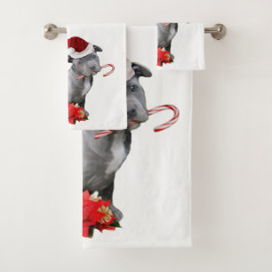 Ensemble de chiot de Pitbull de Noël de serviette
