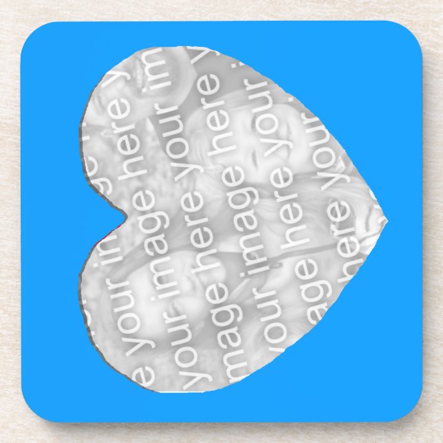 Ensemble de dessous de verre - Cadre Coeur Bleu (Devant)