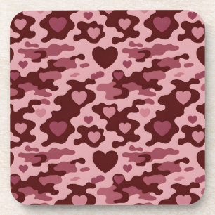 Ensemble de Dessous de verre Camo Coeurs Roses Bou