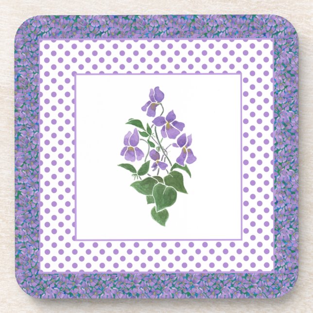 Ensemble de Dessous de verre Carrés, violets et Po (Devant)