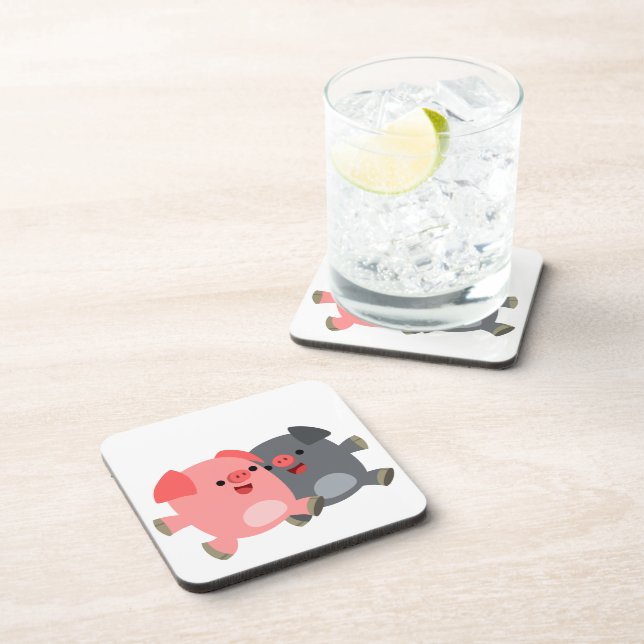 Ensemble de Dessous de verre de cochons de dessin  (Côté Droit)