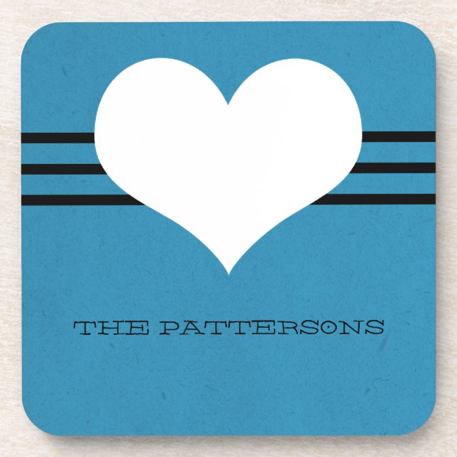 Ensemble de Dessous de verre de coeur moderne bleu (Devant)