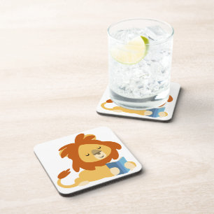 Ensemble de Dessous de verre de Lion de dessin ani