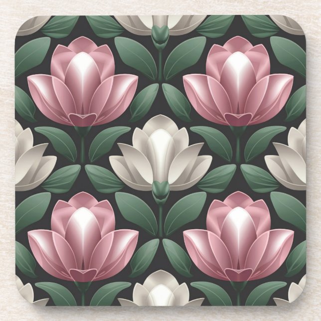 Ensemble de Dessous de verre de Magnolias Rose bla (Devant)