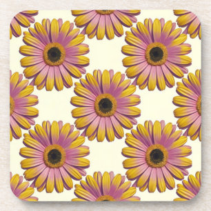 Ensemble de Dessous de verre de marguerites roses