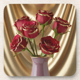 Ensemble de Dessous de verre de roses rouges décou