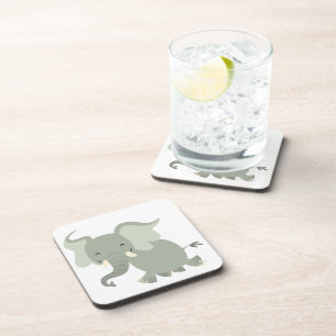 Ensemble de Dessous de verre Eléphants Cartoon Joy
