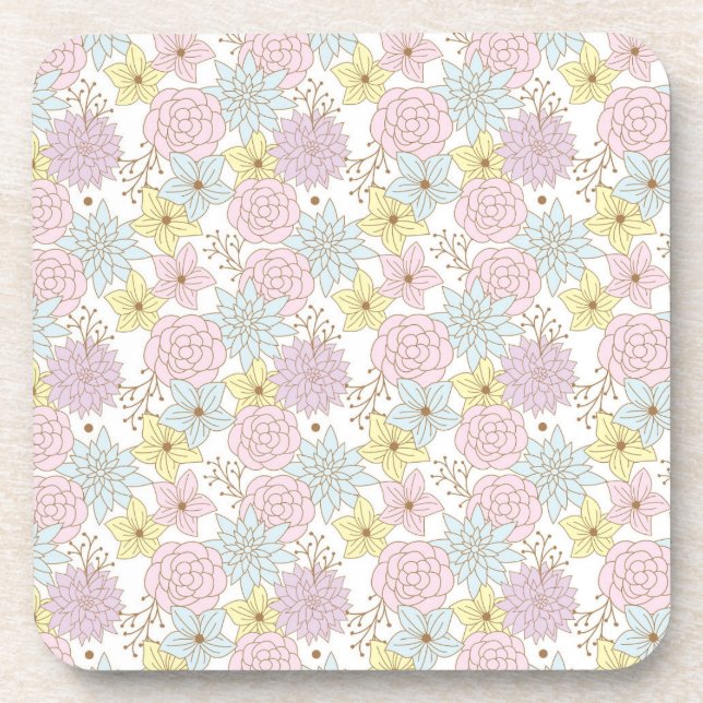 ensemble de dessous de verre fleurs de printemps (Devant)