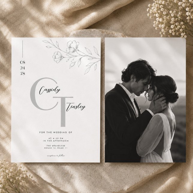 Ensemble de faire-part de mariage à monogramme flo (Créateur téléchargé)