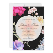 Ensemble de faire-part de mariage floral noir luna