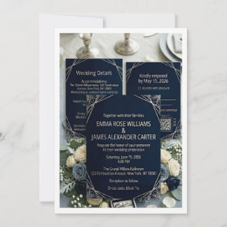 Ensemble de faire-part de mariage Luxe Bleu Nuit e