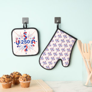 Ensemble De Gant De Cuisine Et De Manique 250e anniversaire de l'Amérique