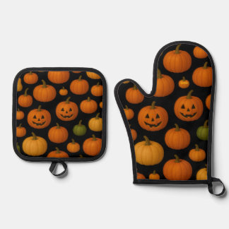 Ensemble De Gant De Cuisine Et De Manique A pumpkin oven mitts set