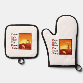 Ensemble De Gant De Cuisine Et De Manique Acronyme Christ Four Mitt & Pot Porteur