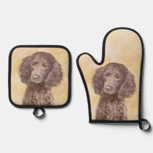 Ensemble De Gant De Cuisine Et De Manique American Water Spaniel Peinture Chien Art original