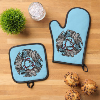 Ensemble De Gant De Cuisine Et De Manique Antique Bookplate Trois Hawks William de Morgan