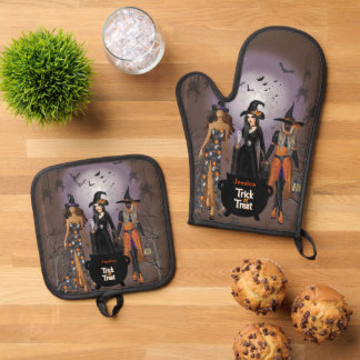 Ensemble De Gant De Cuisine Et De Manique Appel À Toutes Les Sorcières Fête D'Halloween 30E 