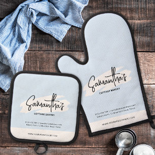 Ensemble De Gant De Cuisine Et De Manique Aquarelle bleu Cool de marque moderne