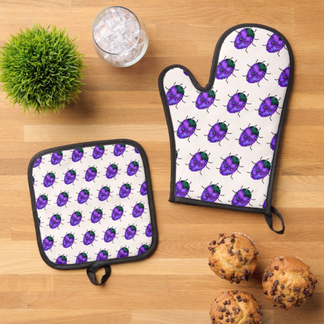 ENSEMBLE DE GANT DE CUISINE ET DE MANIQUE ART LADYBUG (De haut en bas)