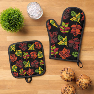 Ensemble De Gant De Cuisine Et De Manique Automne Transition de la nature