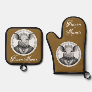 Ensemble De Gant De Cuisine Et De Manique Bacon Manor Four Mitt et Pot Holders