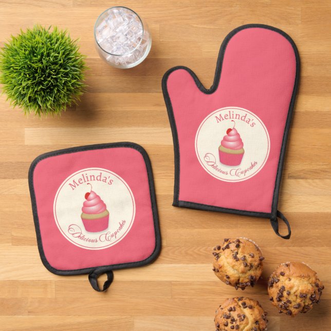 Ensemble De Gant De Cuisine Et De Manique Baker Cupcakes (De haut en bas)