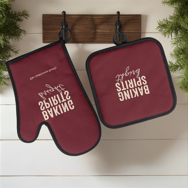 Ensemble De Gant De Cuisine Et De Manique Baking Spirits Bright Burgundy Christmas (Créateur téléchargé)