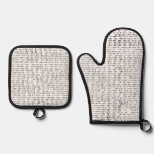 Ensemble De Gant De Cuisine Et De Manique Bandes de code binaire noir et blanc