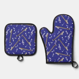 Ensemble De Gant De Cuisine Et De Manique Bass Clarinet Music Note Motif