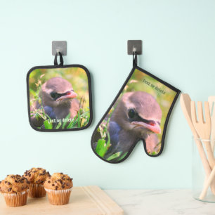 Ensemble De Gant De Cuisine Et De Manique Bébé mignon Cèdre cire Oiseau Personnalisé