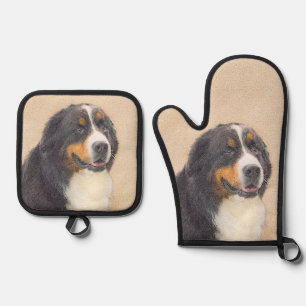 Ensemble De Gant De Cuisine Et De Manique Bernese Mountain Dog Berner Peinture de mignons an