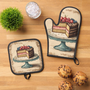 Ensemble De Gant De Cuisine Et De Manique Boulangerie vintage Pâtisserie Chef Baker Baking