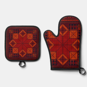 Ensemble De Gant De Cuisine Et De Manique broderie traditionnelle de Palestine Motif de Tatr