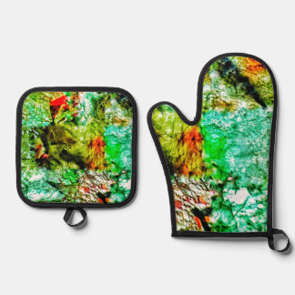Ensemble De Gant De Cuisine Et De Manique Calm blue pot holder and oven mitt,Calm dazzling