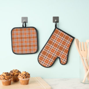 Ensemble De Gant De Cuisine Et De Manique Carreaux d'automne
