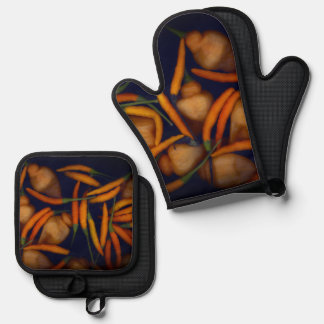 Ensemble De Gant De Cuisine Et De Manique Certains l'aiment Chaud Poivron Orange