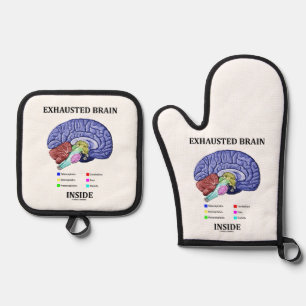 Ensemble De Gant De Cuisine Et De Manique Cerveau épuisé à l'intérieur de l'Humour cérébral 