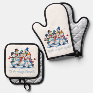 Ensemble De Gant De Cuisine Et De Manique C'est la saison d'être joyeux Danse joyeuse des bo