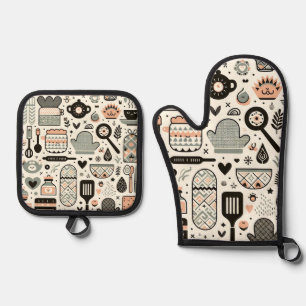 Ensemble De Gant De Cuisine Et De Manique Charming Kitchen Essentials Four Mitt and Pot Hold