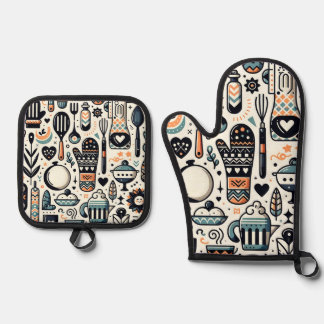 Ensemble De Gant De Cuisine Et De Manique Charming Kitchen Essentials Four Mitt and Pot Hold