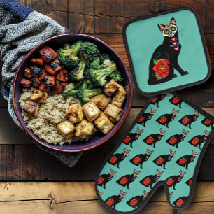 Ensemble De Gant De Cuisine Et De Manique Chat noir de Sugar
