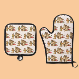 Ensemble De Gant De Cuisine Et De Manique Chats musicaux