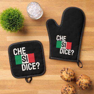 Ensemble De Gant De Cuisine Et De Manique Che Si Dice ? - "Quoi de neuf ?" Italien disant no