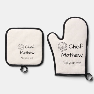 Ensemble De Gant De Cuisine Et De Manique Chef cuisinier ajouter nom texte hommes cuisine bo