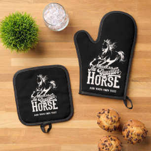 Ensemble De Gant De Cuisine Et De Manique Cheval de quart américain Cowgirl sauvage ouest ou