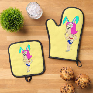 Ensemble De Gant De Cuisine Et De Manique chibi bunnygirl