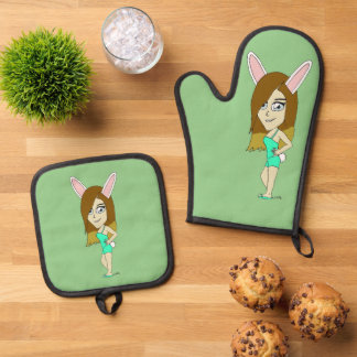 Ensemble De Gant De Cuisine Et De Manique Chini Bunny