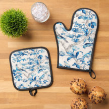 Chinoiserie Bleue et Blanc Oiseau Floral Élégant