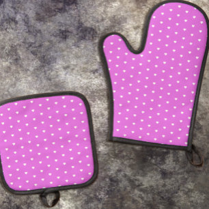 Ensemble De Gant De Cuisine Et De Manique Cœurs Violets